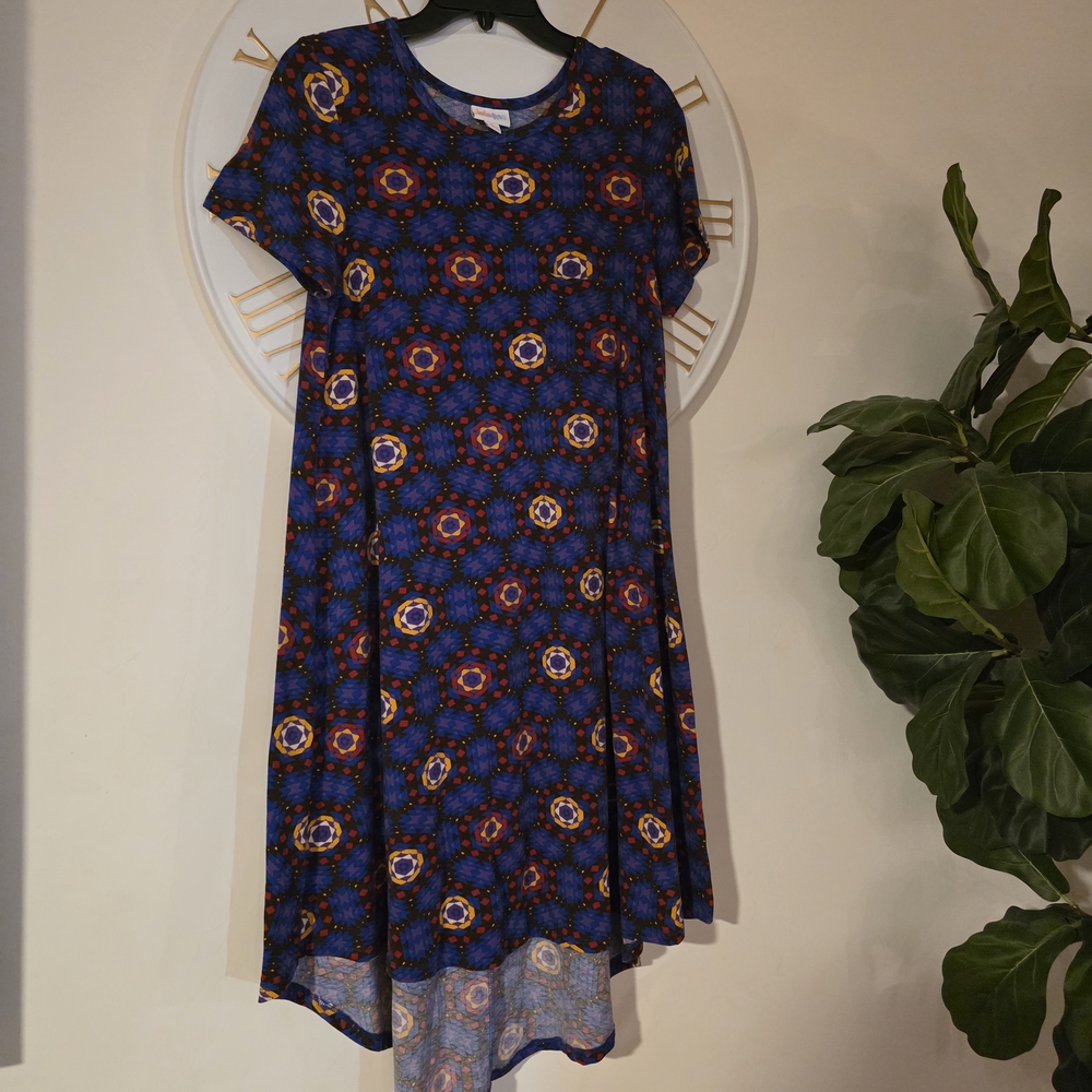 LuLaRoe Blue and Orange High Low Dress